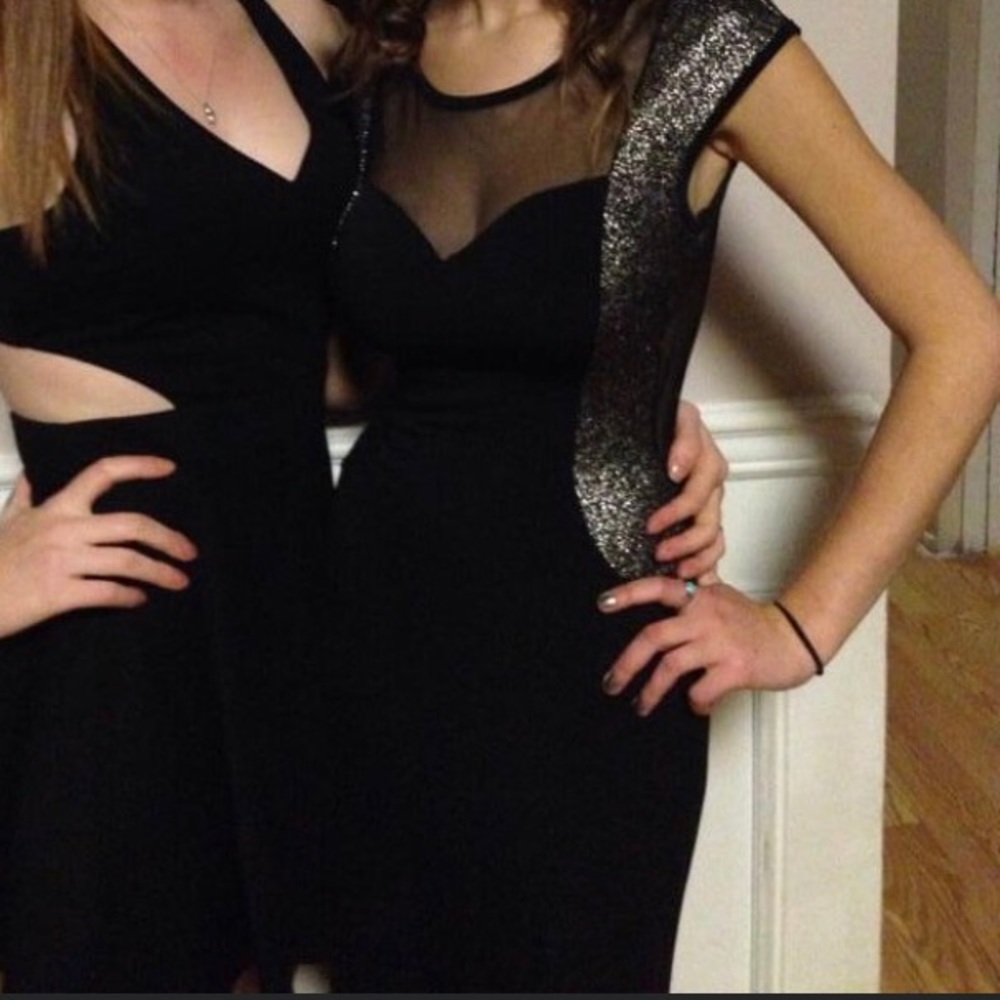 Floor length black dress